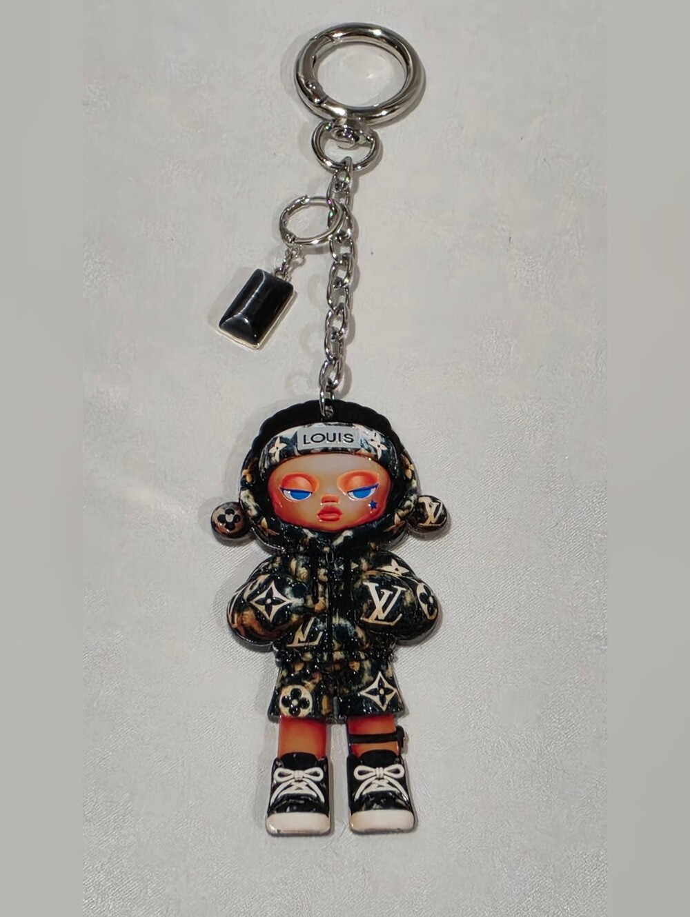 Custom Streetwear Skullpanda Keychain – Luxury Monogram Edition Bag Charm LV
